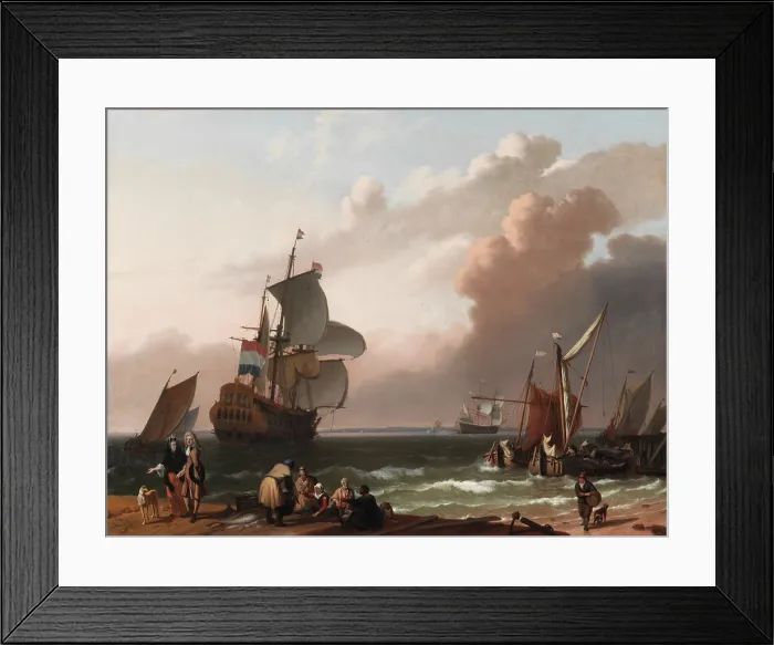 Framed Print : Coastal Scene with a Man-of-War and other Vessels, 1692. Creator: Ludolf Backhuysen I Framed Print : Coastal Scene with a Man-of-War and other Vessels, 1692. Creator: Ludolf Backhuysen I