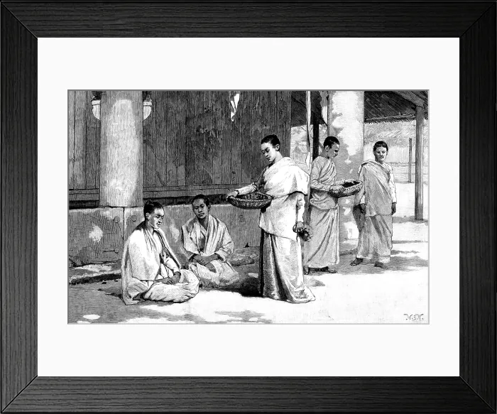Framed Print : Sketches in Burmah: a Buddhist monastery - Burmese nuns or female servants of the pagodas, 1890. Creator: Unknown Framed Print : Sketches in Burmah: a Buddhist monastery - Burmese nuns or female servants of the pagodas, 1890. Creator: Unknown