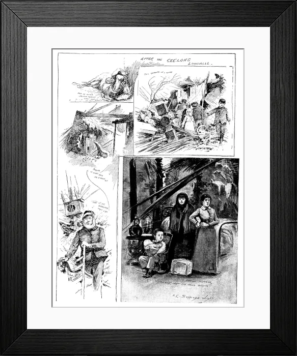 Framed Print : Sketches after the cyclone at Louisville, Kentucky, by our Special Artist, 1890. Creator: Unknown Framed Print : Sketches after the cyclone at Louisville, Kentucky, by our Special Artist, 1890. Creator: Unknown