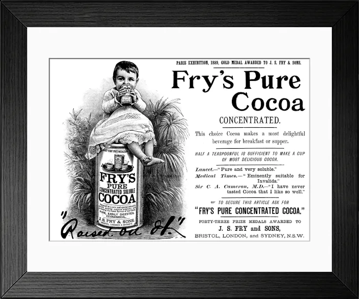 Framed Print : Advertisement for Fry's Pure Cocoa, 1890. Creator: Unknown. Advertisement for Fry's Pure Cocoa, 1890. Creator: Unknown Framed Print : Advertisement for Fry's Pure Cocoa, 1890. Creator: Unknown. Advertisement for Fry's Pure Cocoa, 1890. Creator: Unknown