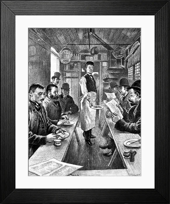 Framed Print : Sketches of London Cabs and Cabmen: interior of a cabmen's shelter, 1890. Creator: P Naumann Framed Print : Sketches of London Cabs and Cabmen: interior of a cabmen's shelter, 1890. Creator: P Naumann