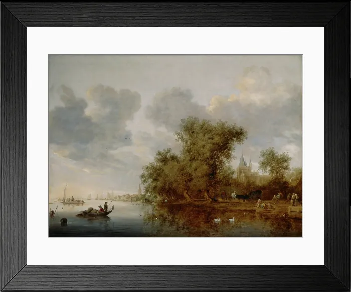 Framed Print : River Landscape, 1643. Creator: Salomon Ruysdael Framed Print : River Landscape, 1643. Creator: Salomon Ruysdael