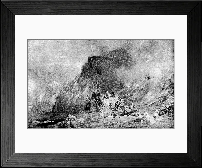 Framed Print : Royal Society of Painters in Water Colours: 'Harvest in Cambria' - H. Clarence Whaite, 1890. Creator: Unknown Framed Print : Royal Society of Painters in Water Colours: 'Harvest in Cambria' - H. Clarence Whaite, 1890. Creator: Unknown