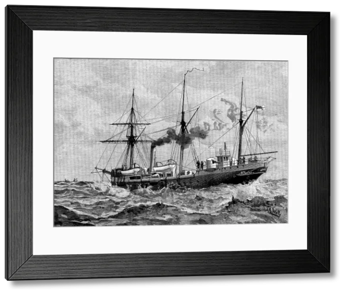 Framed Print : H.M.S. Thrush, new gun-vessel, to be commanded by Prince George of Wales, Lieutenant R.N. 1890. Creator: Unknown Framed Print : H.M.S. Thrush, new gun-vessel, to be commanded by Prince George of Wales, Lieutenant R.N. 1890. Creator: Unknown