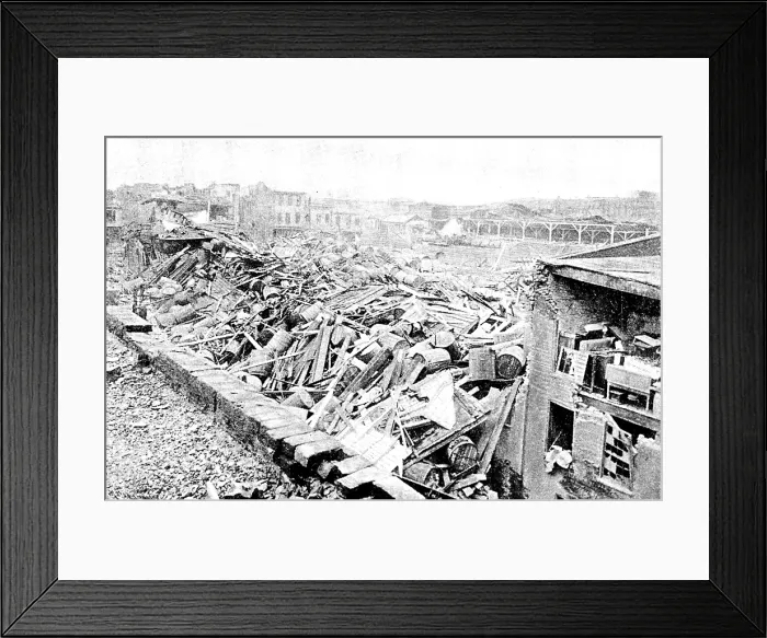 Framed Print : The Cyclone at Louisville, Kentucky, US: Tobacco Warehouse, Tenth Street and Main Street, 1890. Creator: Unknown Framed Print : The Cyclone at Louisville, Kentucky, US: Tobacco Warehouse, Tenth Street and Main Street, 1890. Creator: Unknown