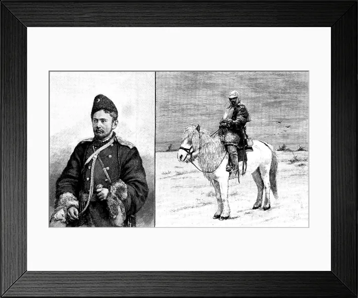 Framed Print : Lieutenant Dimitri Pechkoff, riding from Eastern Siberia to St. Petersburg on horseback, 1890. Creator: R. Taylor Framed Print : Lieutenant Dimitri Pechkoff, riding from Eastern Siberia to St. Petersburg on horseback, 1890. Creator: R. Taylor