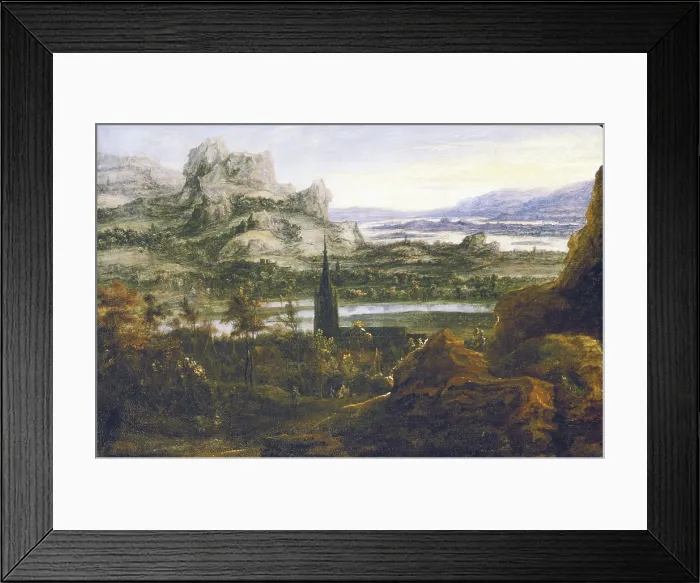 Framed Print : River Landscape, c1600-1640. Creator: School of Hercules Seghers Framed Print : River Landscape, c1600-1640. Creator: School of Hercules Seghers