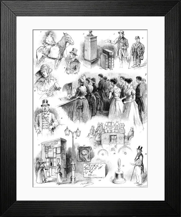Framed Print : The Penny Postage Jubilee Celebration at Guildhall: exhibition of Post-Office relics... 1890. Creator: P Naumann Framed Print : The Penny Postage Jubilee Celebration at Guildhall: exhibition of Post-Office relics... 1890. Creator: P Naumann