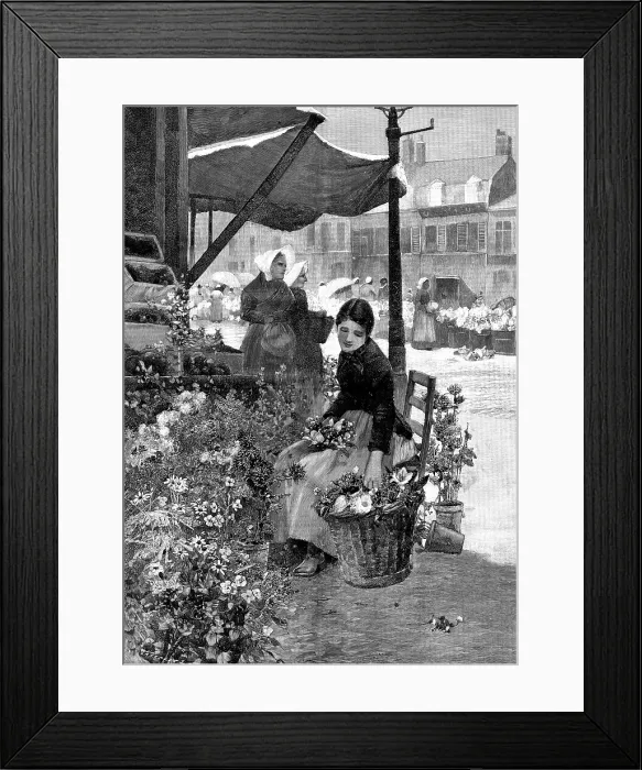 Framed Print : The Flower and Vegetable Market, Boulogne, by H. Caffieri, 1890. Creator: Lascelles Framed Print : The Flower and Vegetable Market, Boulogne, by H. Caffieri, 1890. Creator: Lascelles