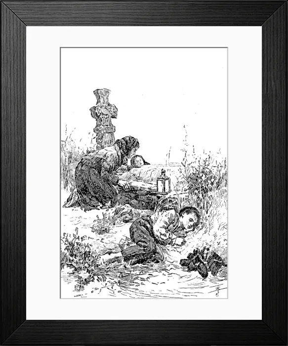Framed Print : Sketches from the..Exhibitions: 'A Vigil at a Shrine of Healing, Connemara', W. H. Bartlett.. 1890. Creator: Unknown Framed Print : Sketches from the..Exhibitions: 'A Vigil at a Shrine of Healing, Connemara', W. H. Bartlett.. 1890. Creator: Unknown