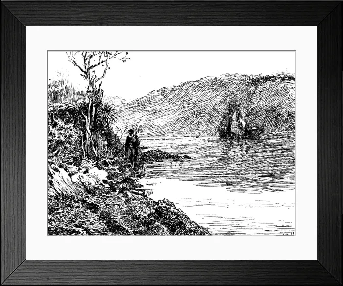 Framed Print : Sketches from the Picture Exhibitions: 'The Lone River', C. Napier Hemy, Grosvenor Gallery, 1890. Creator: Carl Hentschel Framed Print : Sketches from the Picture Exhibitions: 'The Lone River', C. Napier Hemy, Grosvenor Gallery, 1890. Creator: Carl Hentschel