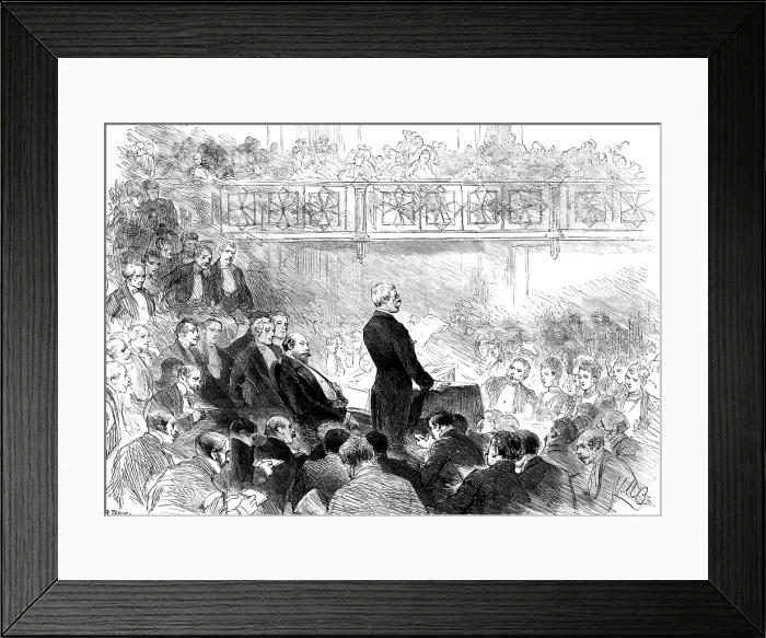 Framed Print : Meeting at St. James's Hall, to welcome Mr. Stanley, the Prince of Wales in the Chair, 1890. Creator: R. Taylor