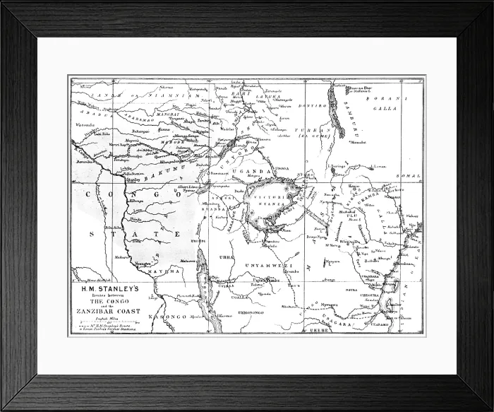 Framed Print : Map showing the Great Forest traversed by Mr. Stanley and his party, 1890. Creator: Unknown Framed Print : Map showing the Great Forest traversed by Mr. Stanley and his party, 1890. Creator: Unknown