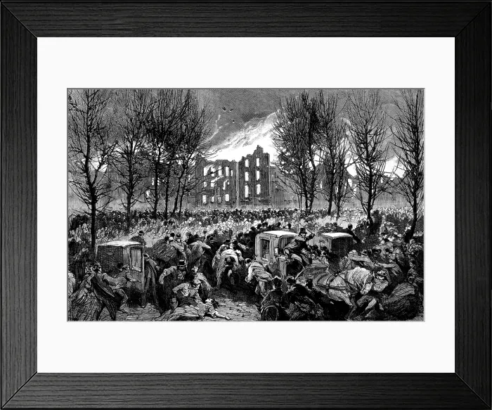 Framed Print : Burning of the Lunatic Asylum at Montreal, Canada, 1890. Creator: Unknown Framed Print : Burning of the Lunatic Asylum at Montreal, Canada, 1890. Creator: Unknown