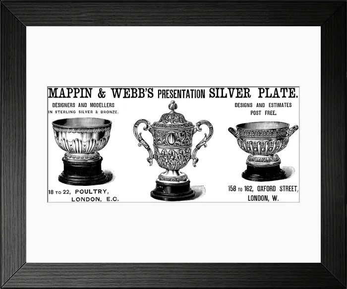 Framed Print : Advertisement for Mappin & Webb's Presentation Silver Plate, 1890. Creator: Unknown Framed Print : Advertisement for Mappin & Webb's Presentation Silver Plate, 1890. Creator: Unknown