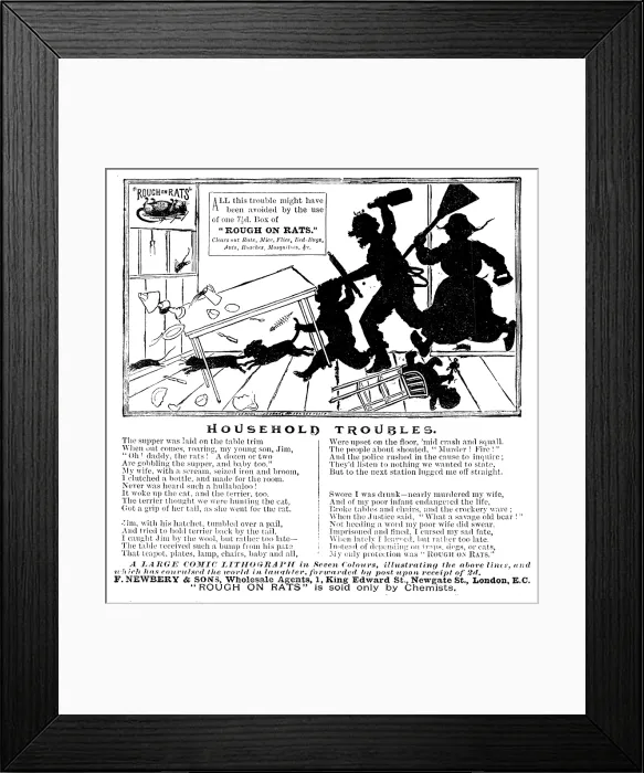 Framed Print : Advertisement for 'Rough On Rats', 1890. Creator: Unknown Framed Print : Advertisement for 'Rough On Rats', 1890. Creator: Unknown