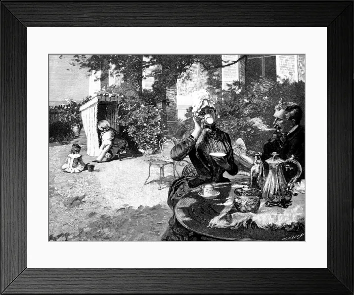 Framed Print : 'Coffee on the Terrace', picture by Duez, in the New Salon, Paris, 1890. Creator: Charles Baude Framed Print : 'Coffee on the Terrace', picture by Duez, in the New Salon, Paris, 1890. Creator: Charles Baude