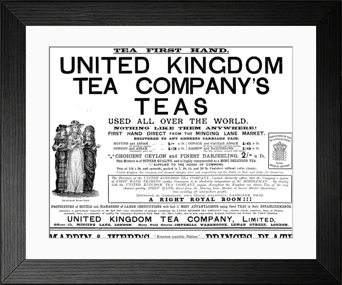 Framed Print : Advertisement for United Kingdom Tea Company's Teas, 1890. Creator: Unknown