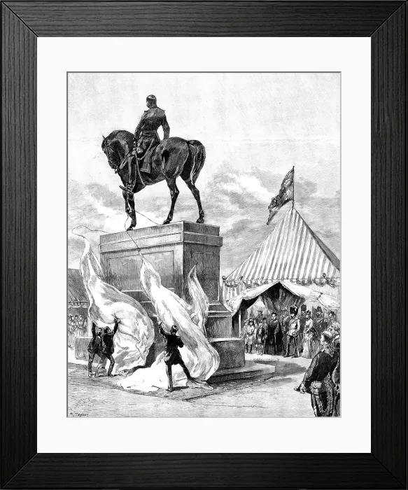 Framed Print : The Queen unveiling the equestrian statue of the Prince Consort...in Windsor Park, 1890. Creator: R. Taylor