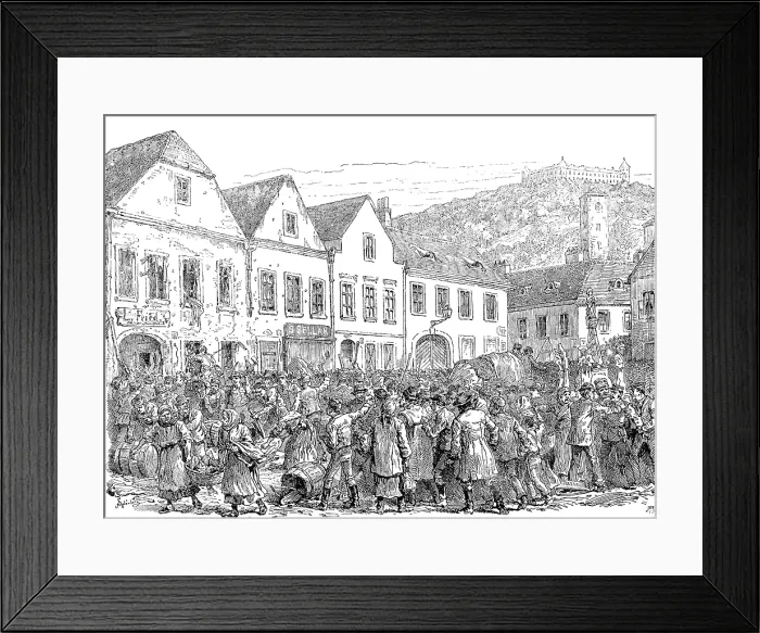 Framed Print : The Labour Agitation in Austria: riots at Fulneck, Moravia, 1890. Creator: Unknown Framed Print : The Labour Agitation in Austria: riots at Fulneck, Moravia, 1890. Creator: Unknown