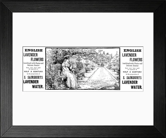 Framed Print : Advertisement for S. Sainsbury's Lavender Water, 1890. Creator: Unknown Framed Print : Advertisement for S. Sainsbury's Lavender Water, 1890. Creator: Unknown
