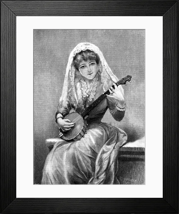 Framed Print : A Banjo Recital, by H. Saunders, 1890. Creator: R. Taylor Framed Print : A Banjo Recital, by H. Saunders, 1890. Creator: R. Taylor