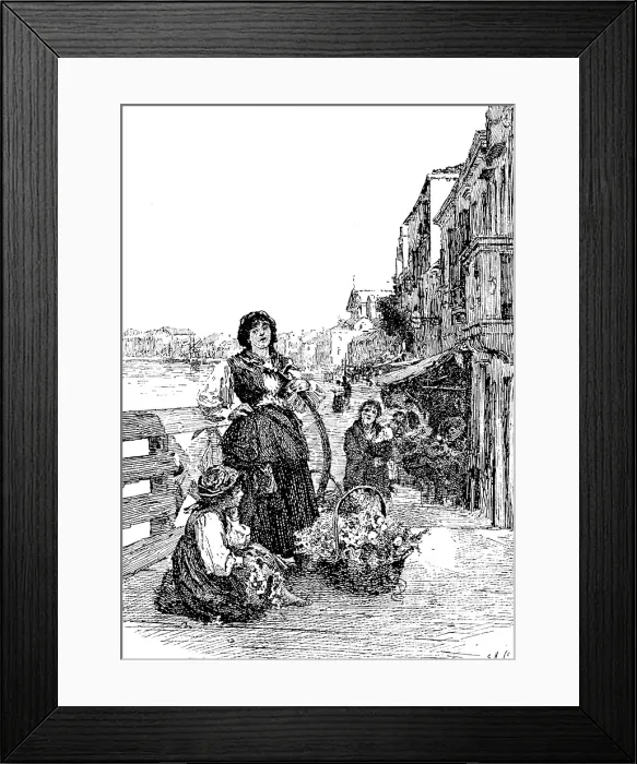 Framed Print : 'On the Riva of the Giudecca, Venice', H. Woods, A.R.A. - Royal Academy, 1890. Creator: Carl Hentschel Framed Print : 'On the Riva of the Giudecca, Venice', H. Woods, A.R.A. - Royal Academy, 1890. Creator: Carl Hentschel