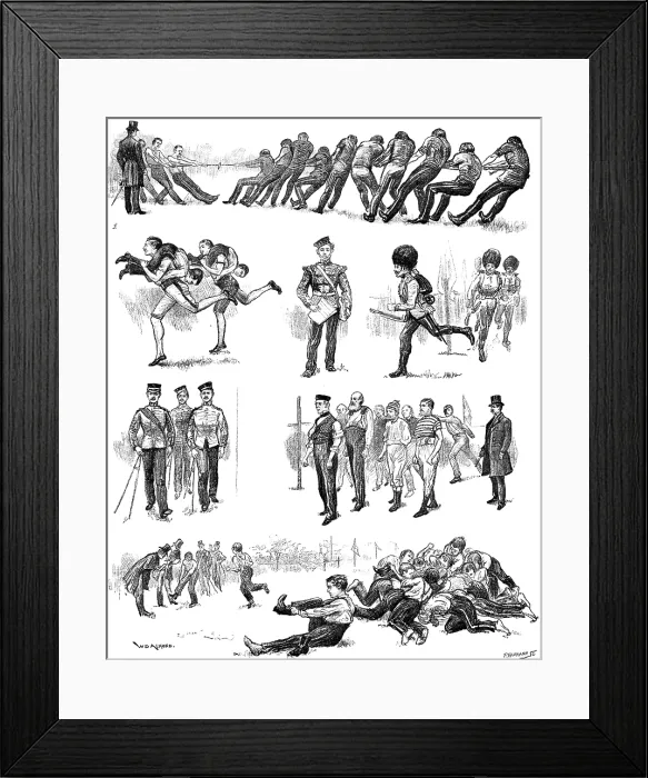 Framed Print : The Garrison of London at play: athletic sports at Burton's Court, Chelsea, 1890. Creator: P Naumann Framed Print : The Garrison of London at play: athletic sports at Burton's Court, Chelsea, 1890. Creator: P Naumann