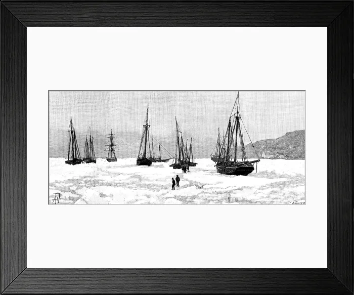 Framed Print : Sketches in Newfoundland: a Newfoundland fishing fleet ice-bound, 1890. Creator: R. Taylor Framed Print : Sketches in Newfoundland: a Newfoundland fishing fleet ice-bound, 1890. Creator: R. Taylor