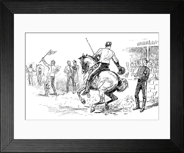 Framed Print : Sketches at the Royal Military Tournament...: hailing the victor, 1890. Creator: Unknown