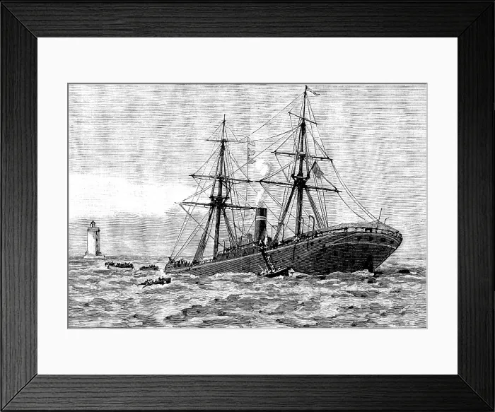 Framed Print : Wreck of the steam-ship Dacca in the Red Sea: an hour after she struck, 1890. Creator: Unknown
