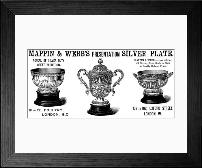 Framed Print : Advertisement for Mappin & Webb's Presentation Silver Plate, 1890. Creator: Unknown Framed Print : Advertisement for Mappin & Webb's Presentation Silver Plate, 1890. Creator: Unknown