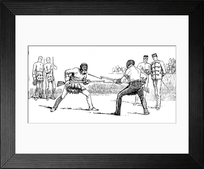 Framed Print : Sketches at the Royal Military Tournament...: bayonet fencing, 1890. Creator: Unknown Framed Print : Sketches at the Royal Military Tournament...: bayonet fencing, 1890. Creator: Unknown