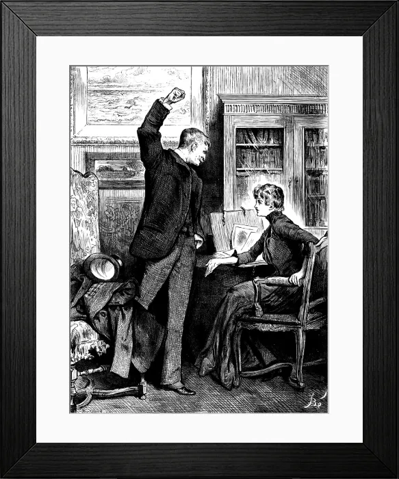 Framed Print : His hand remained raised - he was speechless...he was helpless with blind rage and madness, 1890. Creator: R. Taylor Framed Print : His hand remained raised - he was speechless...he was helpless with blind rage and madness, 1890. Creator: R. Taylor
