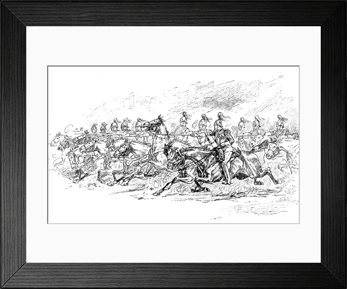 Framed Print : Sketches at the Royal Military Tournament...: charge of 1st Life Guards, 1890. Creator: Unknown Framed Print : Sketches at the Royal Military Tournament...: charge of 1st Life Guards, 1890. Creator: Unknown
