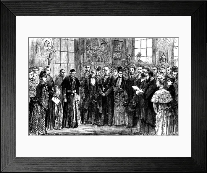 Framed Print : Presentation of the Jubilee Personal Testimonial to Cardinal Manning, 1890. Creator: P Naumann