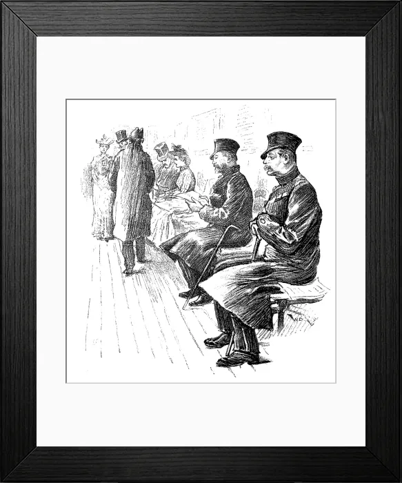 Framed Print : Sketches at the Royal Military Exhibition: Chelsea Pensioners listening to the band, 1890. Creator: Unknown Framed Print : Sketches at the Royal Military Exhibition: Chelsea Pensioners listening to the band, 1890. Creator: Unknown