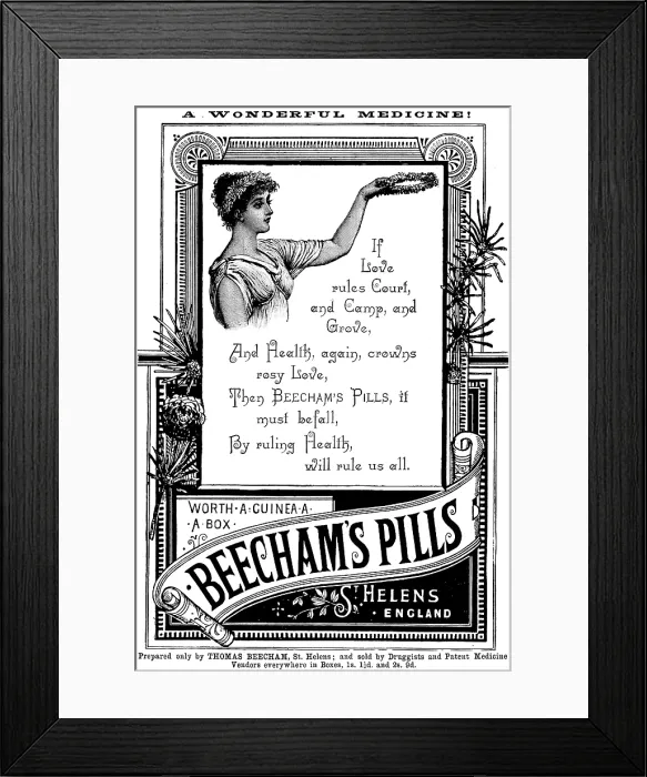 Framed Print : Advertisement for Beecham's Pills, 1890. Creator: Unknown Framed Print : Advertisement for Beecham's Pills, 1890. Creator: Unknown