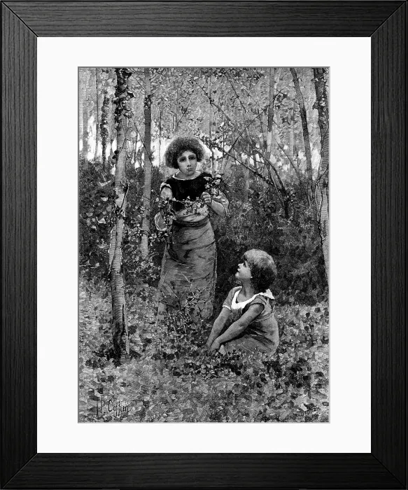 Framed Print : Gathering Ivy for Ball Dresses, drawn by H. Caffieri, 1890. Creator: Lascelles Framed Print : Gathering Ivy for Ball Dresses, drawn by H. Caffieri, 1890. Creator: Lascelles