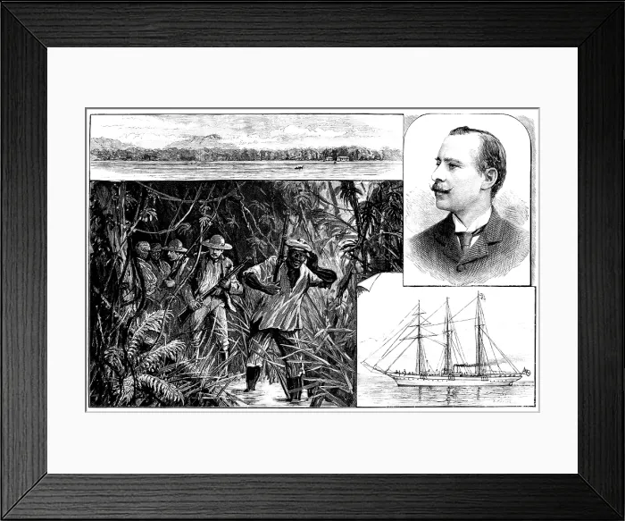 Framed Print : Death of Mr. Frank James, killed by a wounded elephant in West Africa, 1890. Creator: Unknown Framed Print : Death of Mr. Frank James, killed by a wounded elephant in West Africa, 1890. Creator: Unknown
