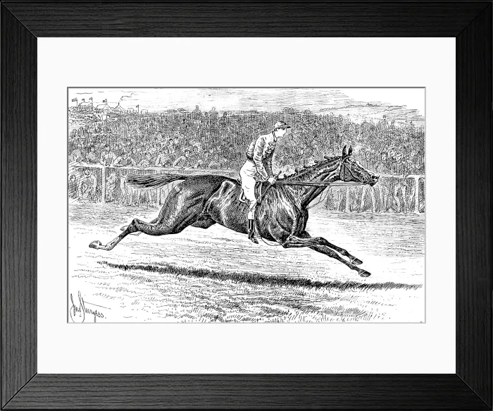 Framed Print : Sainfoin, the Winner of the Derby: the preliminary canter, 1890. Creator: Carl Hentschel Framed Print : Sainfoin, the Winner of the Derby: the preliminary canter, 1890. Creator: Carl Hentschel
