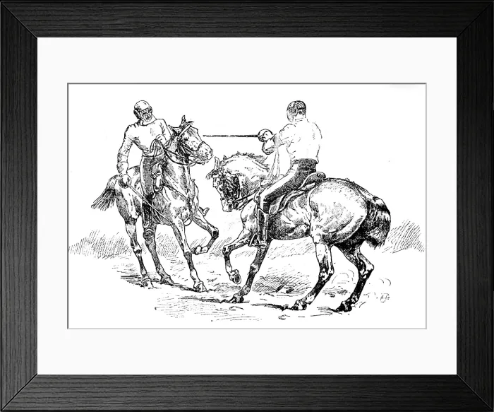 Framed Print : Sketches at the Royal Military Tournament...: fencing on horseback, 1890. Creator: Unknown Framed Print : Sketches at the Royal Military Tournament...: fencing on horseback, 1890. Creator: Unknown