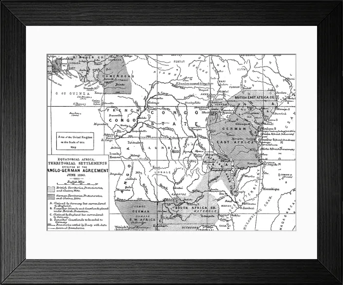Framed Print : Map of the British and German Possessions in Africa, 1890. Creator: Ernst Ravenstein Framed Print : Map of the British and German Possessions in Africa, 1890. Creator: Ernst Ravenstein