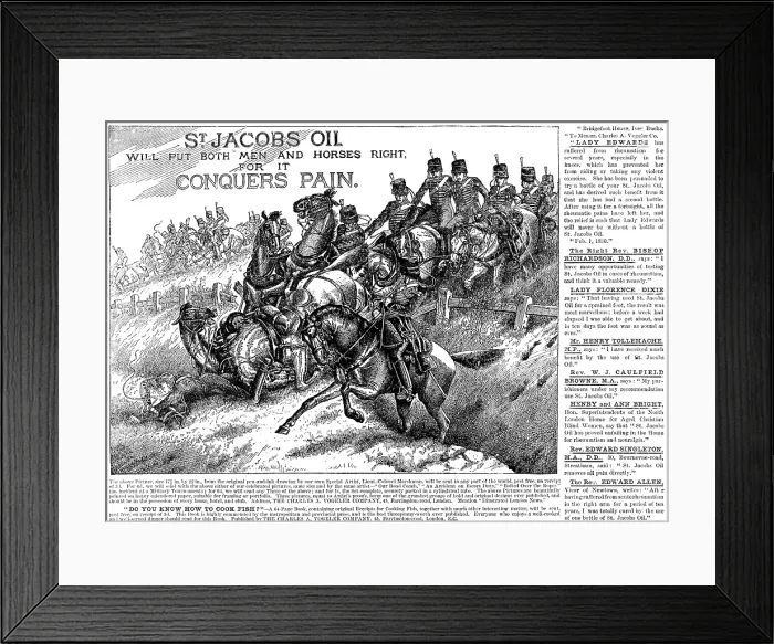 Framed Print : Advertisement for St. Jacob's Oil, 1890. Creator: Unknown Framed Print : Advertisement for St. Jacob's Oil, 1890. Creator: Unknown