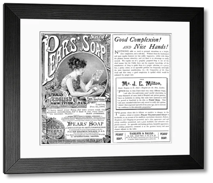 Framed Print : Advertisement for Pears Soap, 1890. Creator: Unknown Framed Print : Advertisement for Pears Soap, 1890. Creator: Unknown