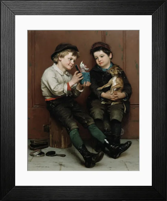 Framed Print : A Surprise Party, 1888. Creator: John George Brown Framed Print : A Surprise Party, 1888. Creator: John George Brown