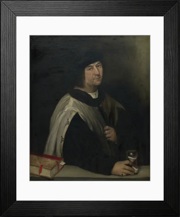 Framed Print : Prelate with an Hourglass, 1519. Creator: Sebastiano del Piombo Framed Print : Prelate with an Hourglass, 1519. Creator: Sebastiano del Piombo
