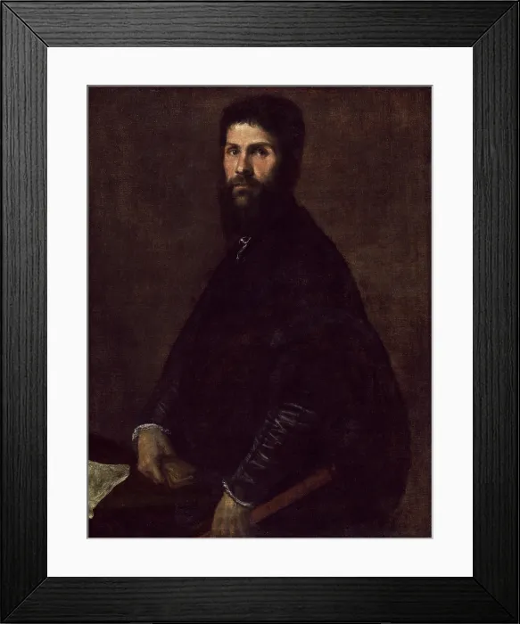 Framed Print : Man Holding a Flute, c.between 1560 and 1565. Creator: Titian Framed Print : Man Holding a Flute, c.between 1560 and 1565. Creator: Titian