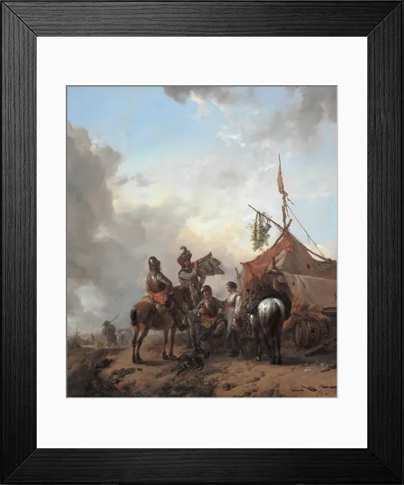 Framed Print : Soldiers Carousing with a Serving Woman outside a Tent, c1655. Creator: Philip Wouverman Framed Print : Soldiers Carousing with a Serving Woman outside a Tent, c1655. Creator: Philip Wouverman
