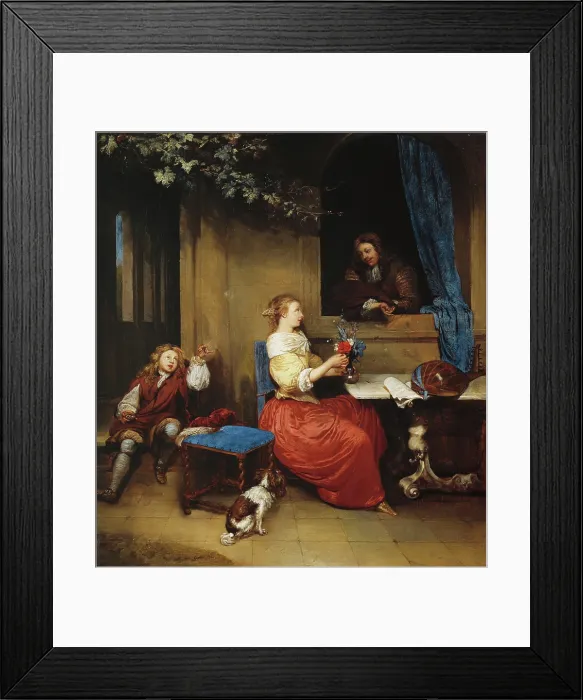 Framed Print : Courtship, c1665. Creator: Gaspar Netscher Framed Print : Courtship, c1665. Creator: Gaspar Netscher